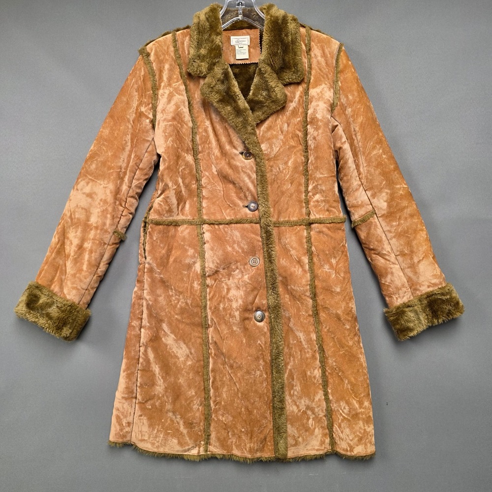 Soprano Faux Suede Shearling Coat Women's Y2K Penny Lane Tan Small
